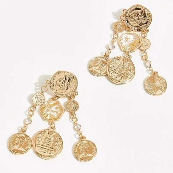Free People All That’s Gold Glitters Medallion Earrings - Picture 1 of 6